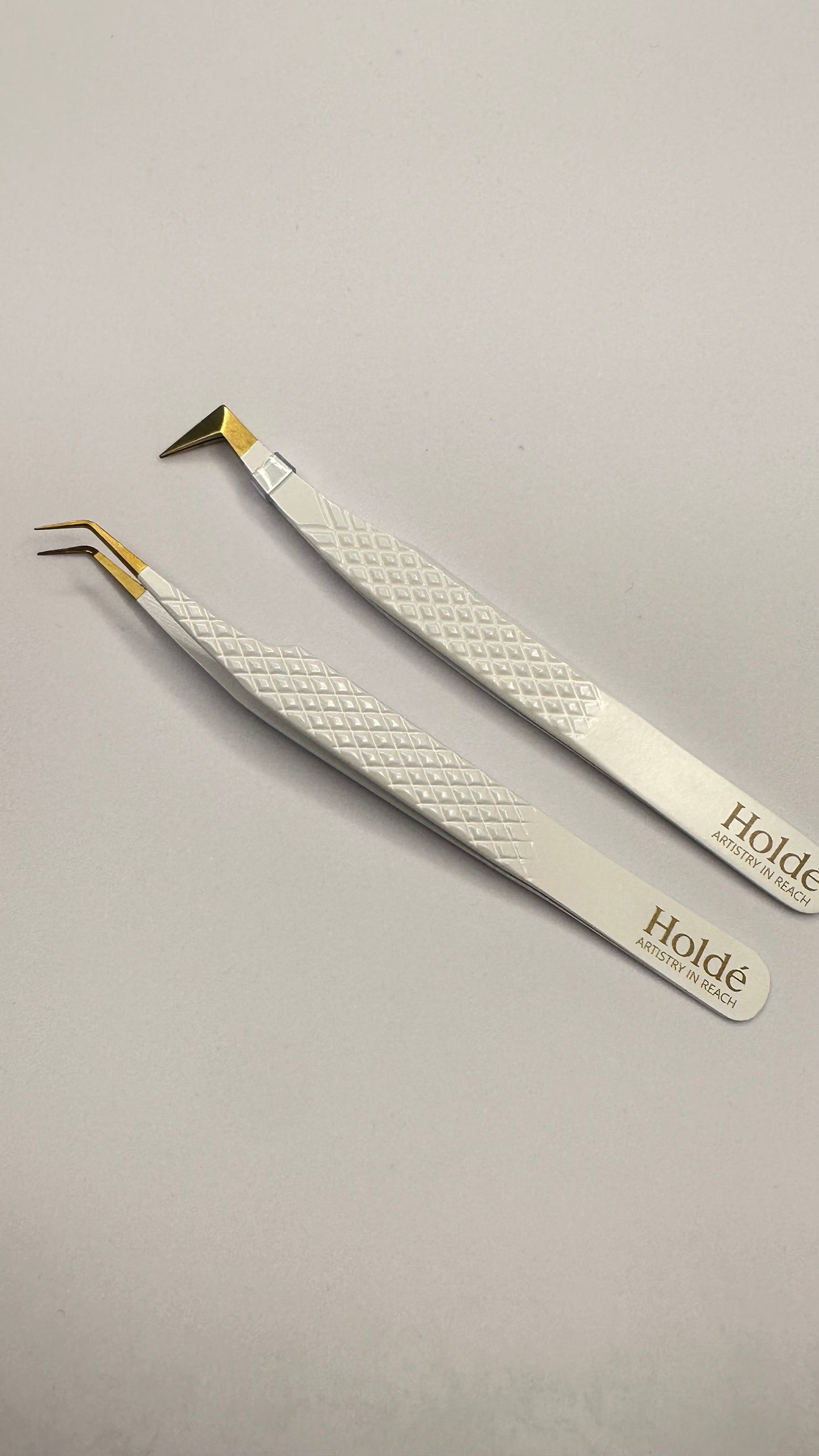 Lash Tweezer Set - GOLD - L SHAPE BOOT & CURVED TWEEZER (Halo Collection)