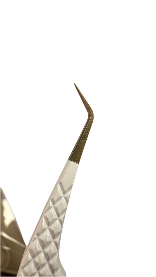 GOLD - Curved Isolation Fibre Tip Tweezer - (Halo Collection)